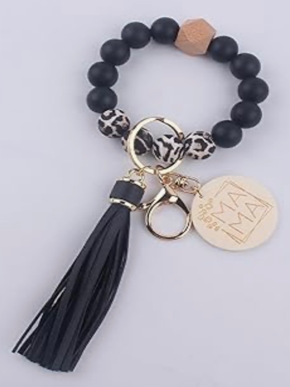 Mama Silicone bead bracelet keychain